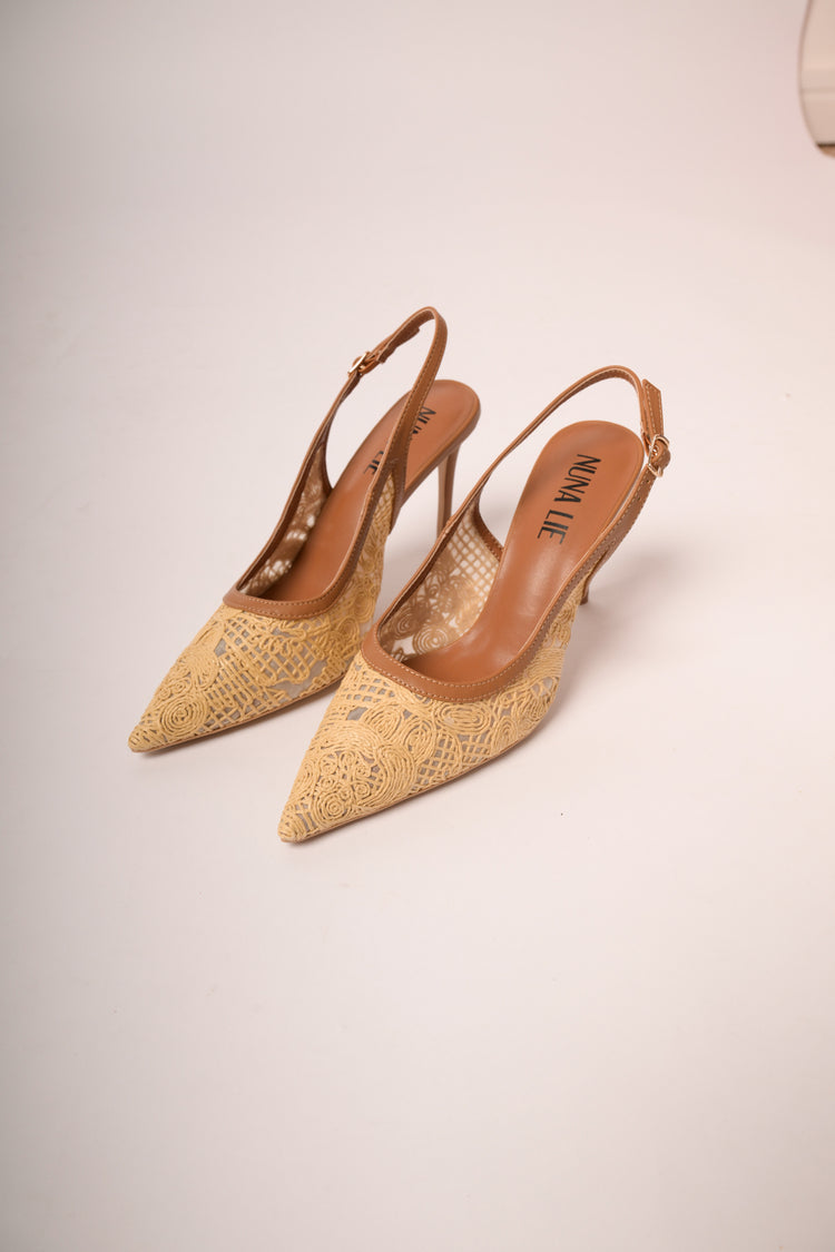 Slingback in rafia beige