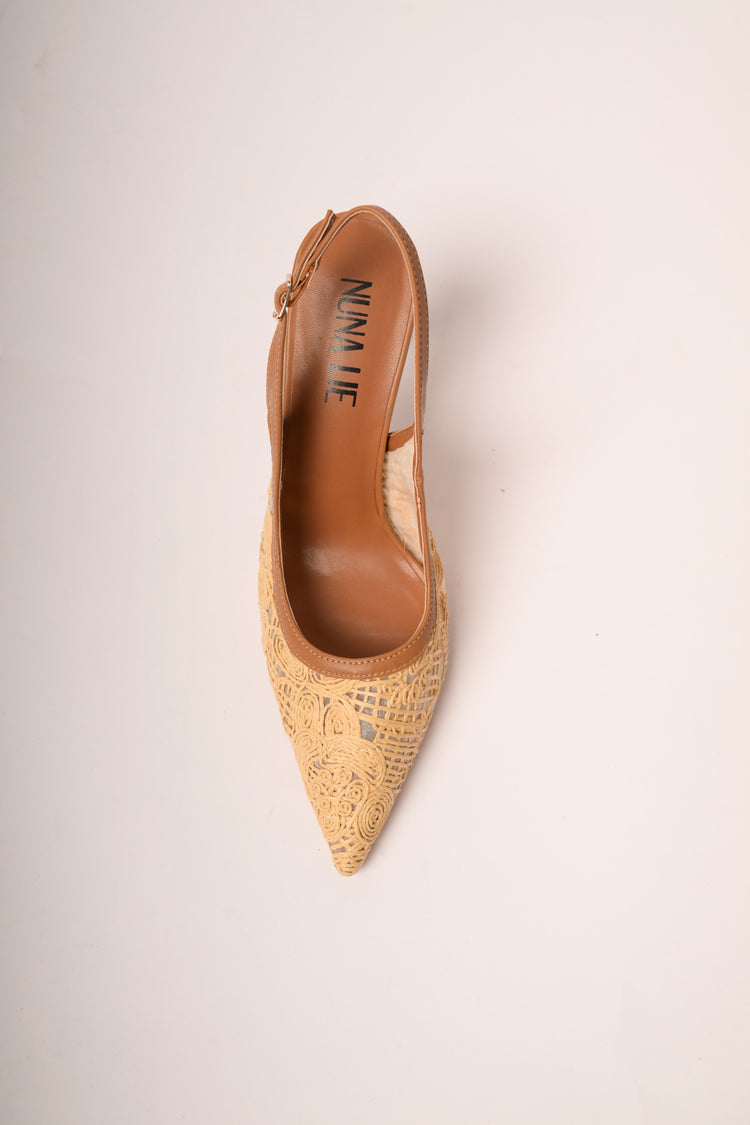 Slingback in rafia beige