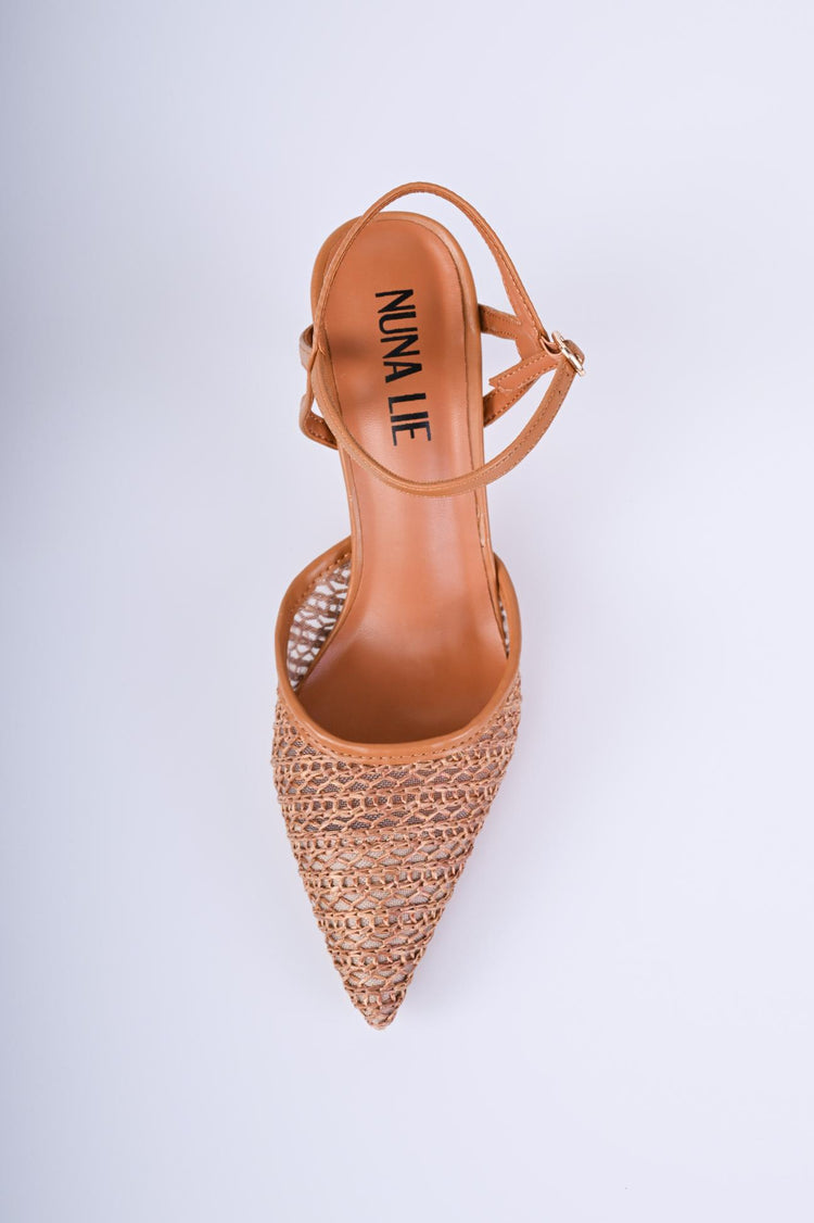 Décolleté slingback in rafia