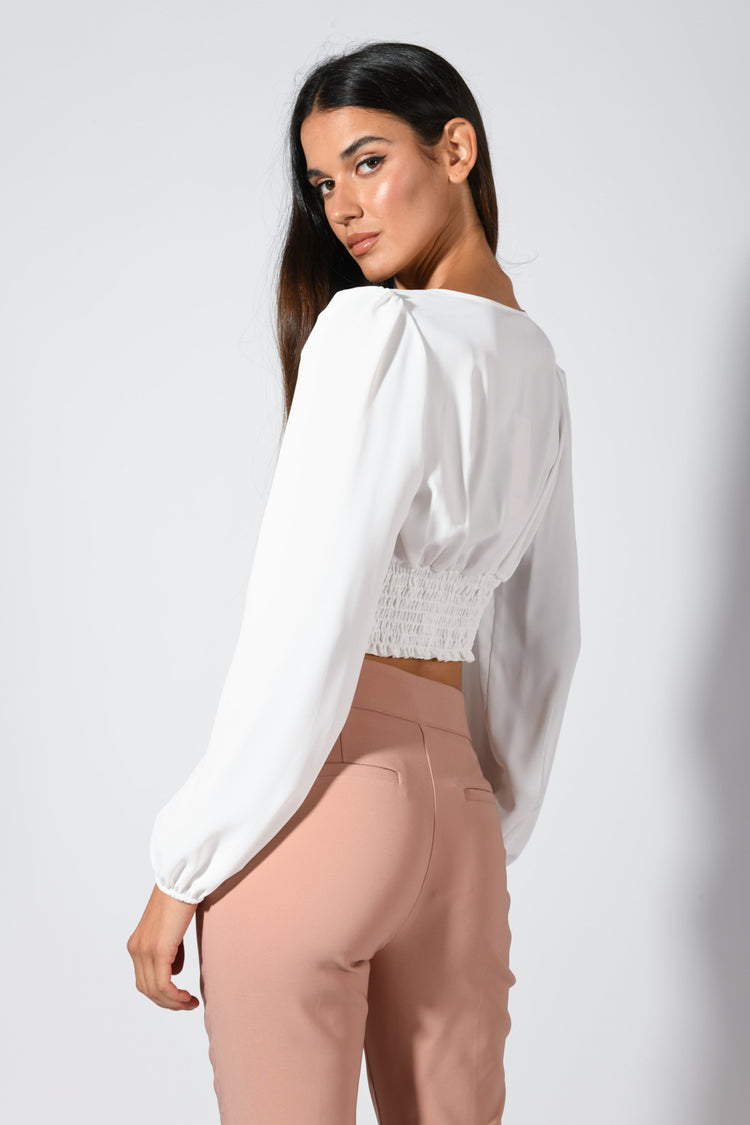 Top crop con scollo a V