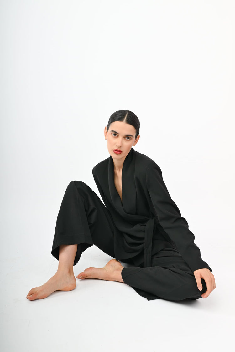 Blazer con cintura da annodare