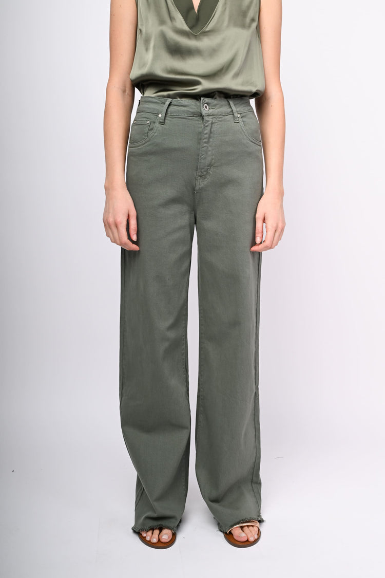 Pantaloni in drill a gamba ampia