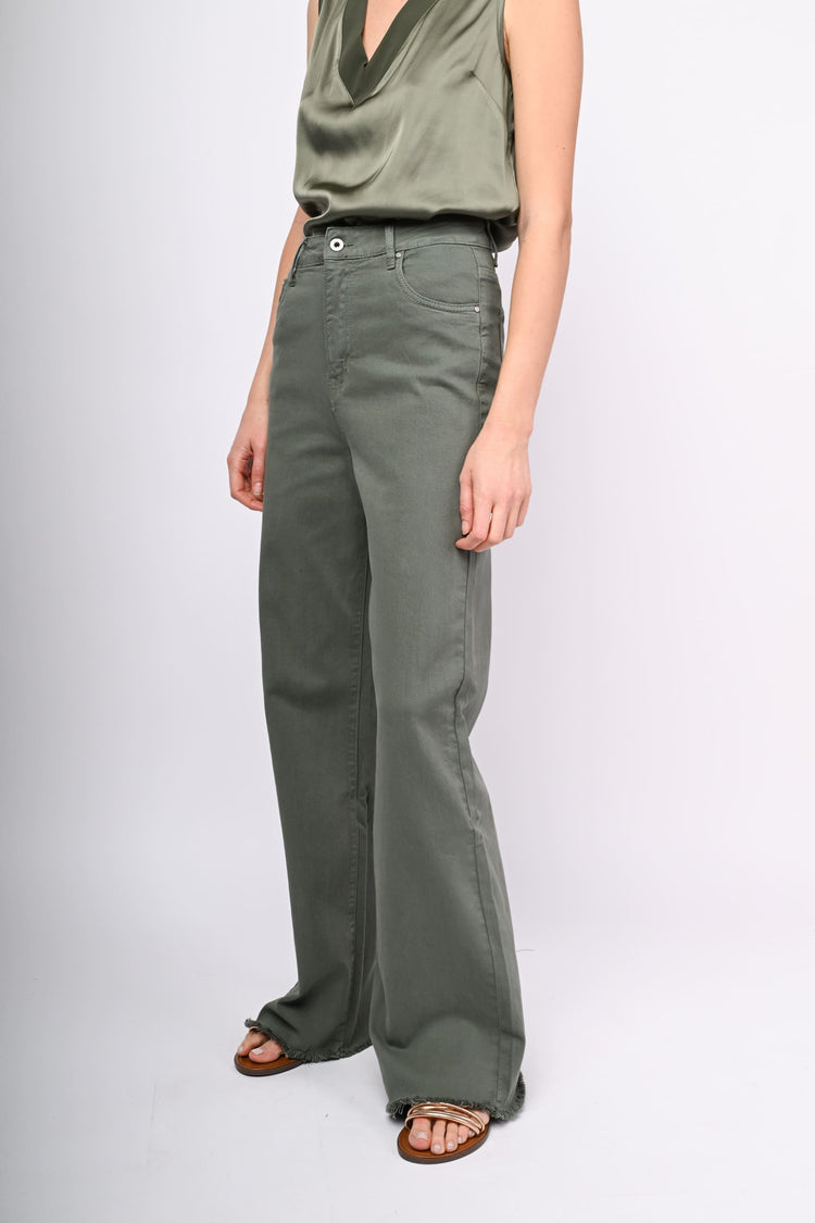 Pantaloni in drill a gamba ampia