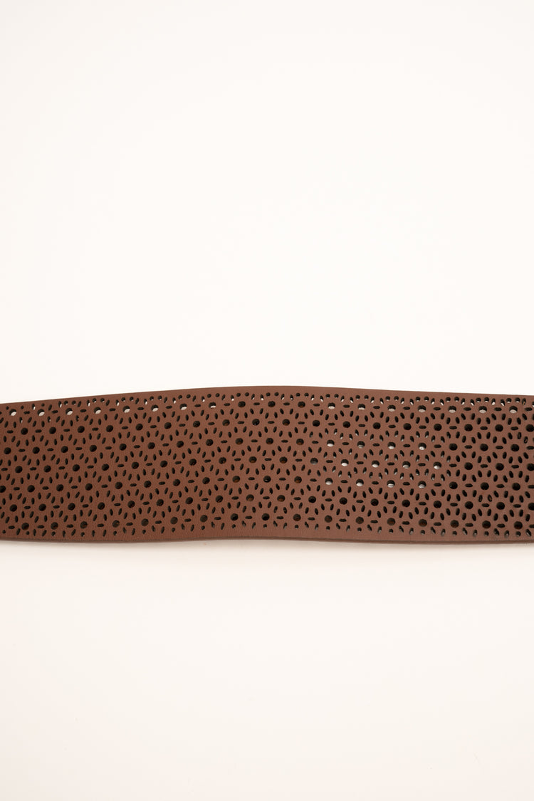 Cintura elastica traforata marrone