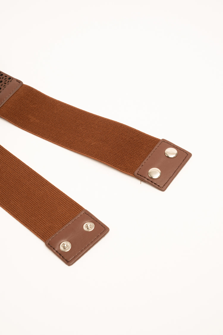 Cintura elastica traforata marrone