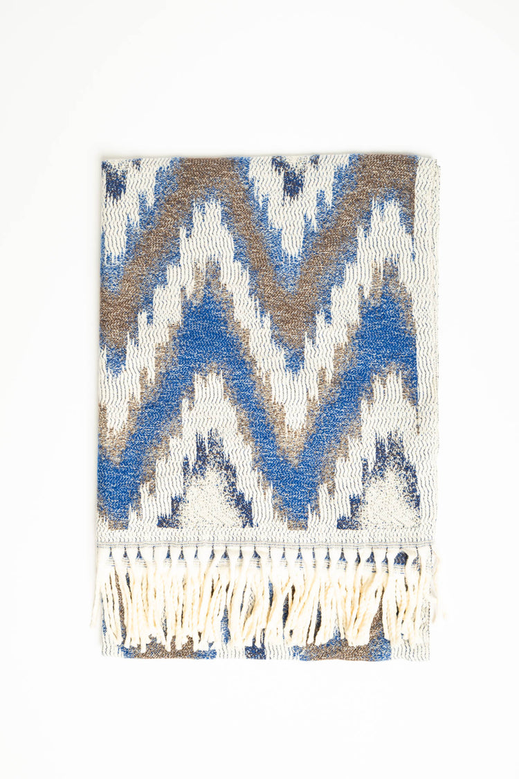 Sciarpa con motivo chevron blu/multicolor
