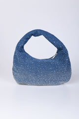 Borsa hobo in denim con strass