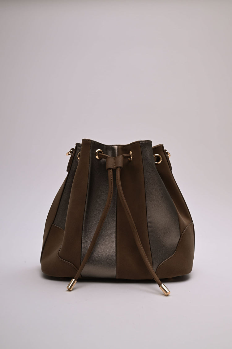 Borsa a secchiello bi-materiale