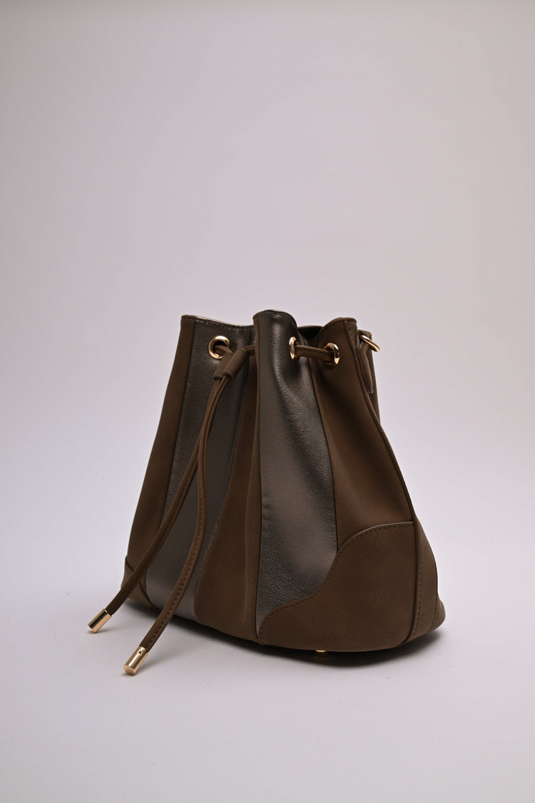 Borsa a secchiello bi-materiale