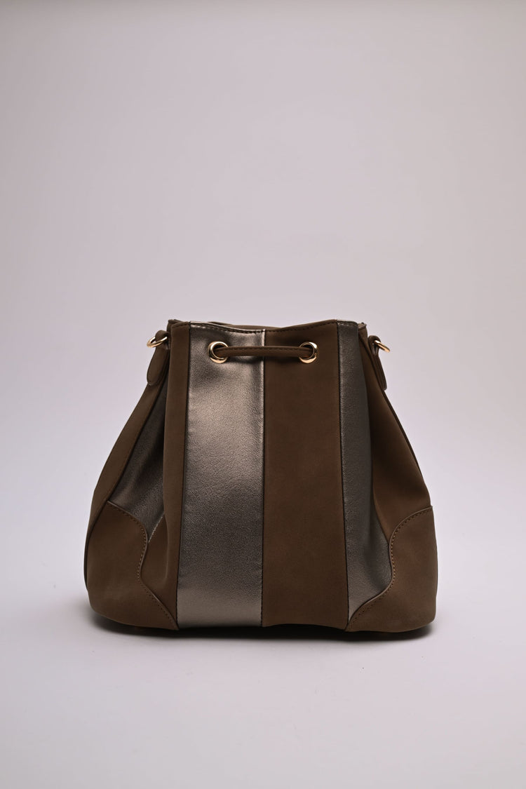 Borsa a secchiello bi-materiale