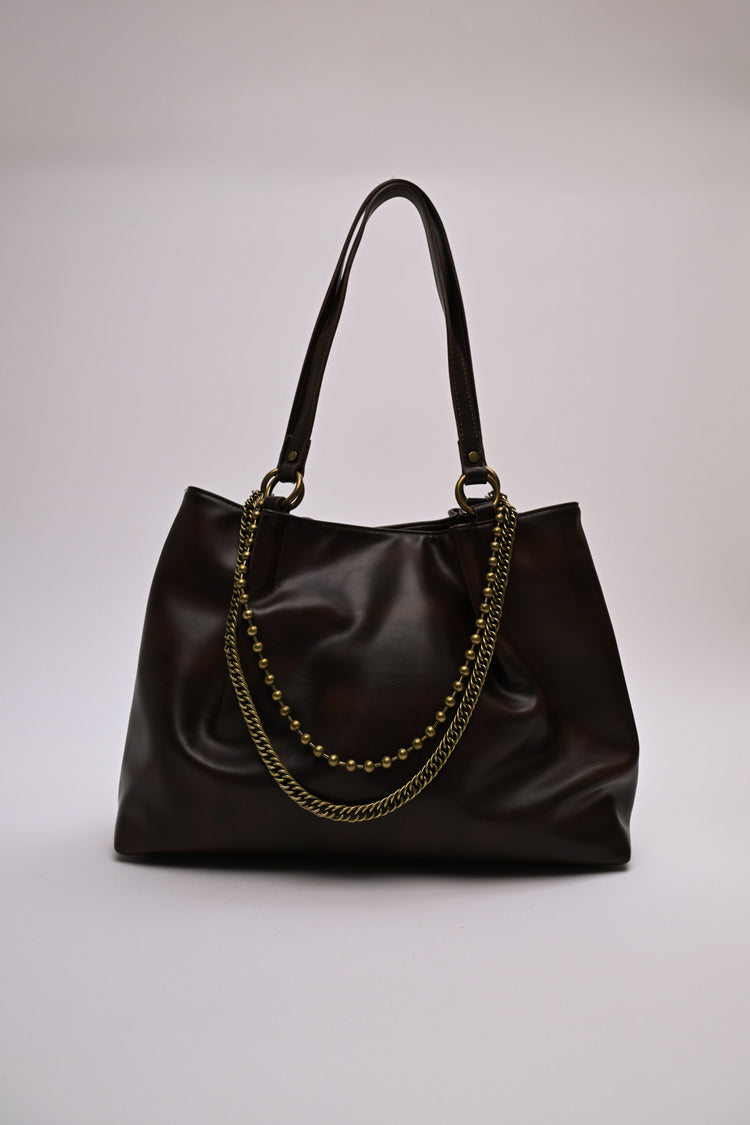 Borsa tote grande con doppia catena