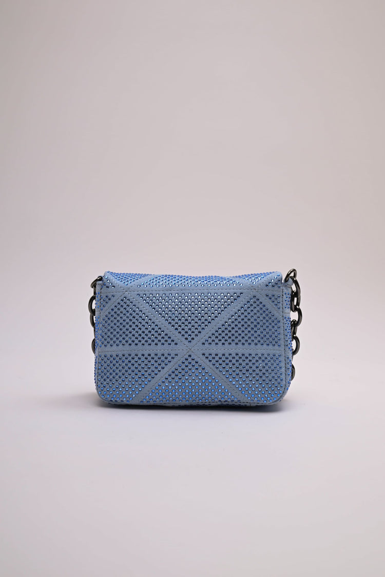 Borsa a tracolla in faux suede con strass