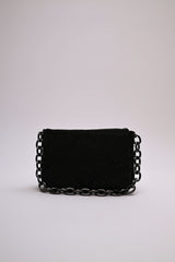 Borsa a tracolla in faux suede con strass
