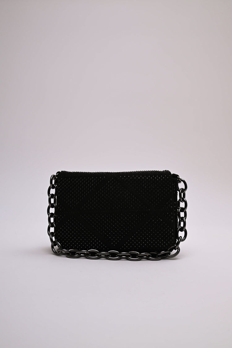 Borsa a tracolla in faux suede con strass