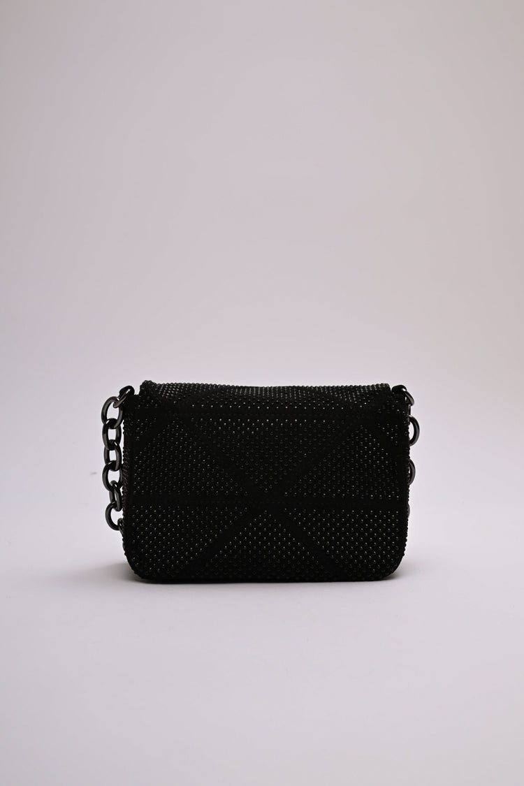 Borsa a tracolla in faux suede con strass