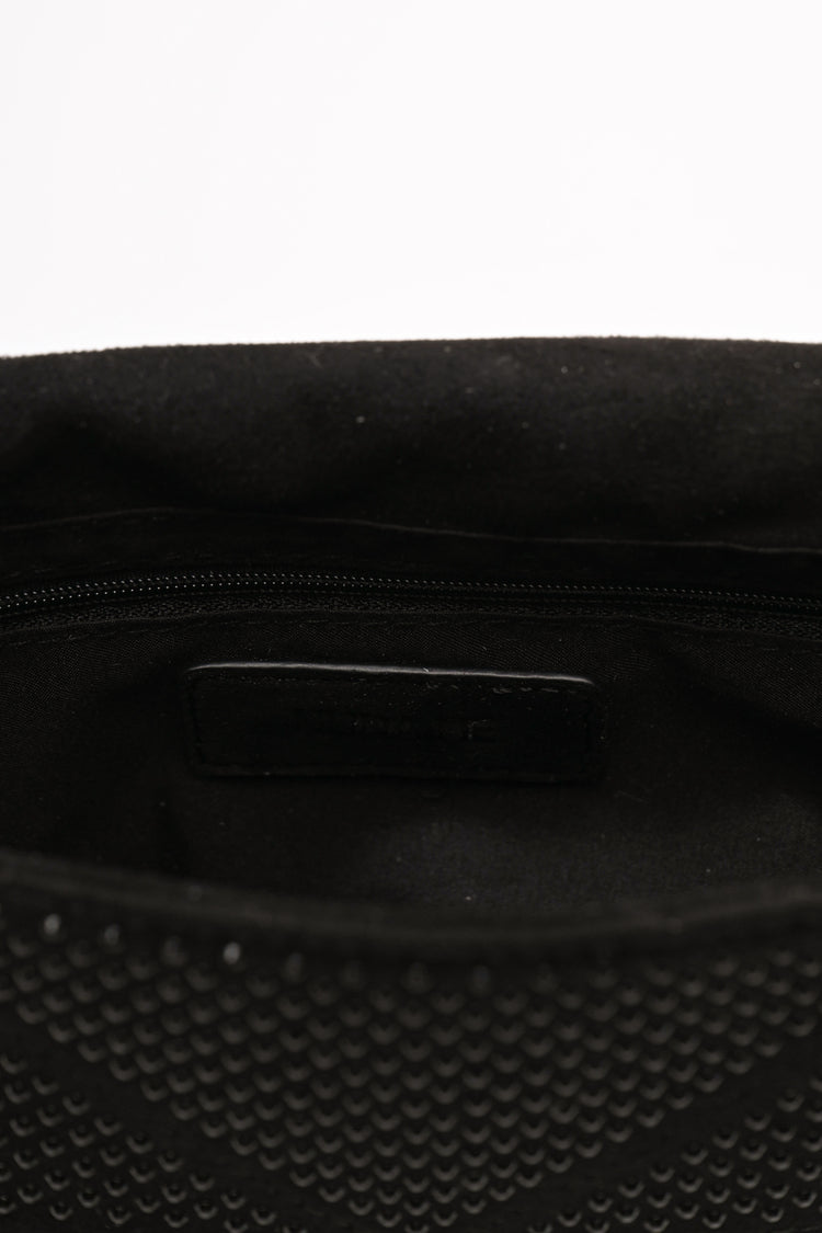 Borsa a tracolla in faux suede con strass
