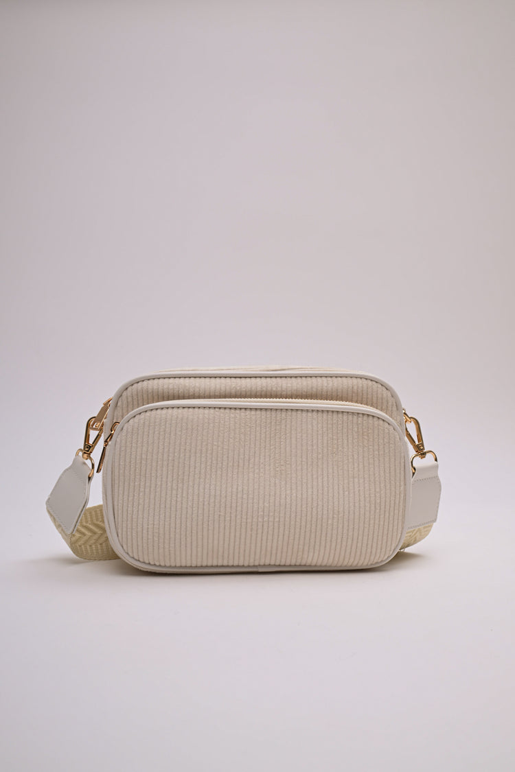 Borsa a tracolla in velluto a righe