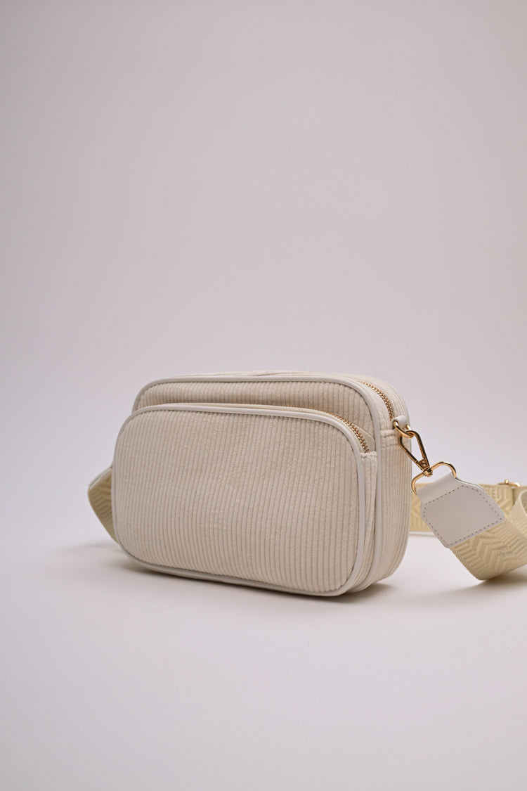 Borsa a tracolla in velluto a righe