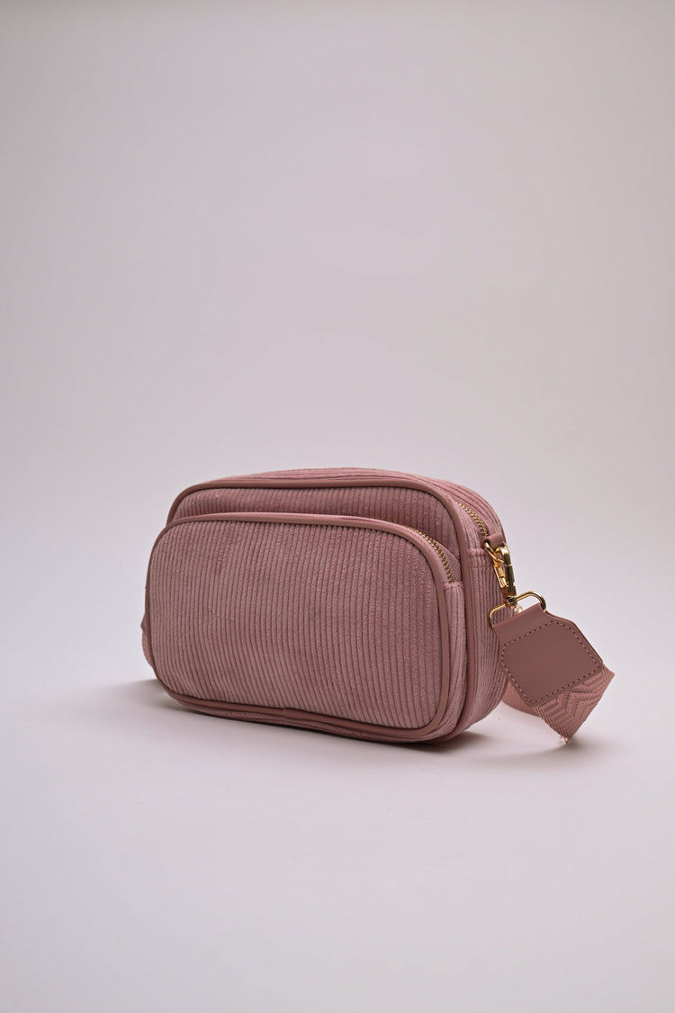 Borsa a tracolla in velluto a righe