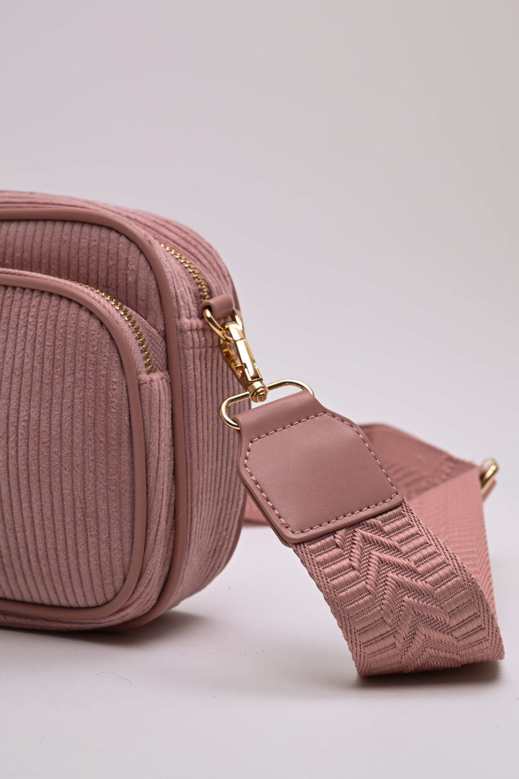 Borsa a tracolla in velluto a righe