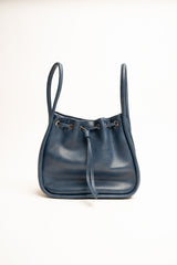 Borsa a secchiello in similpelle blu ottanio