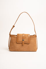 Borsa a spalla marrone effetto scamosciato
