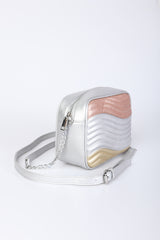 Borsa crossbody in similpelle tricolor