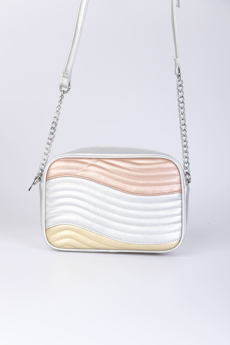 Borsa crossbody in similpelle tricolor