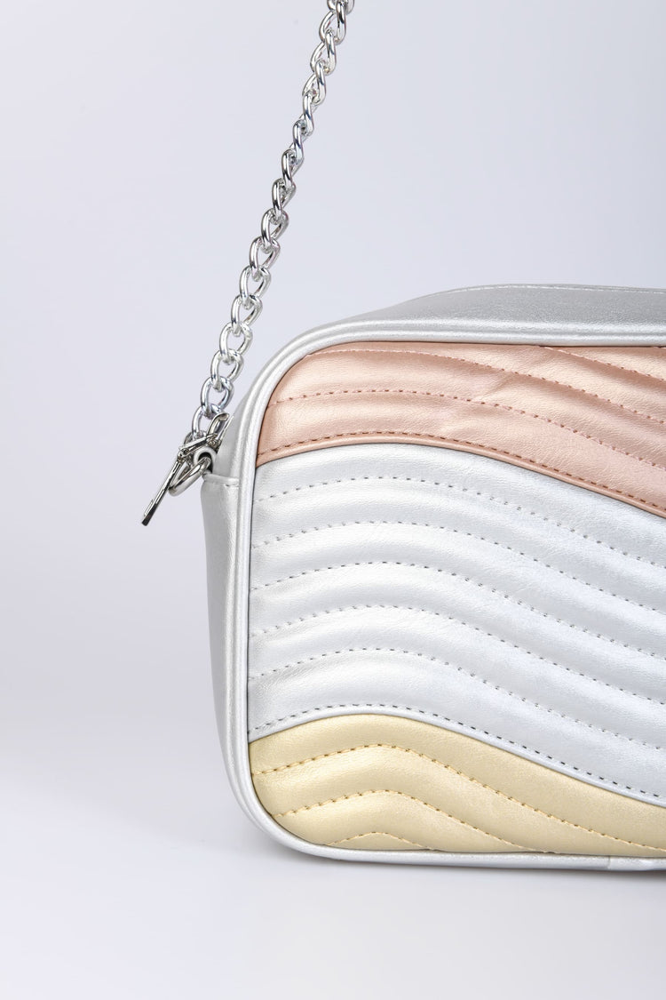 Borsa crossbody in similpelle tricolor