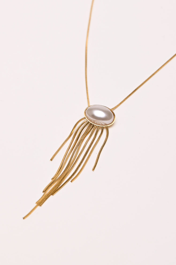 Set collana + orecchini con perle e frange
