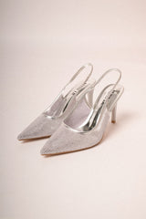 Slingback con decorazione strass argento