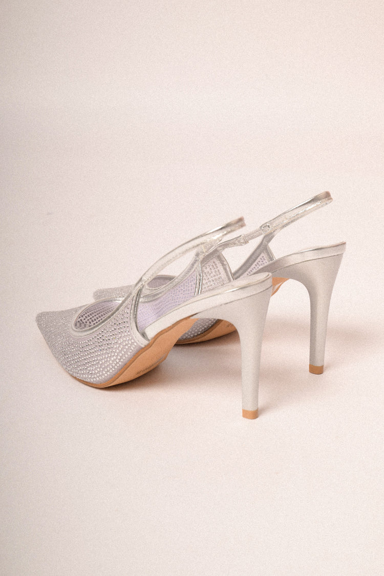 Slingback con decorazione strass argento