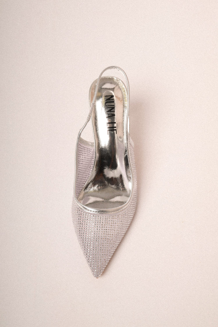 Slingback con decorazione strass argento