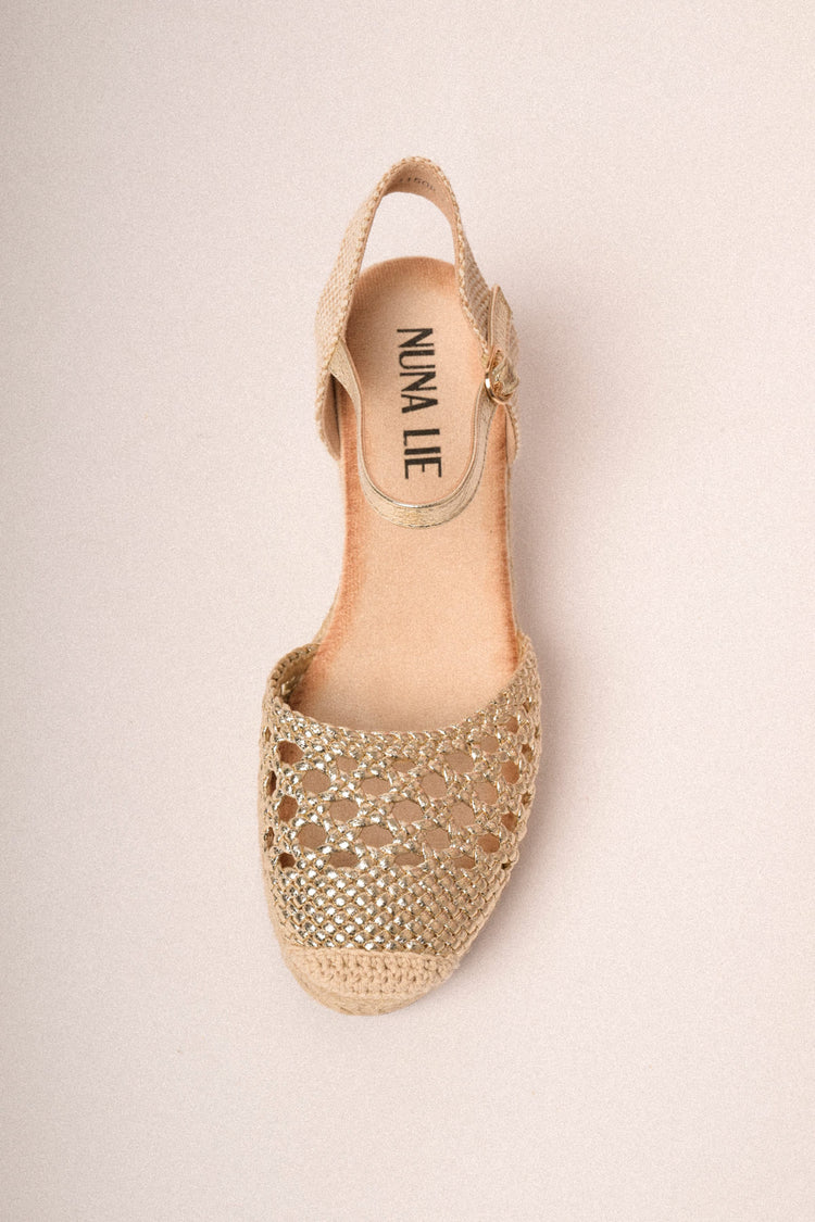 Espadrillas con rafia intrecciata oro