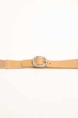 Cintura elastica beige con fibbia in strass