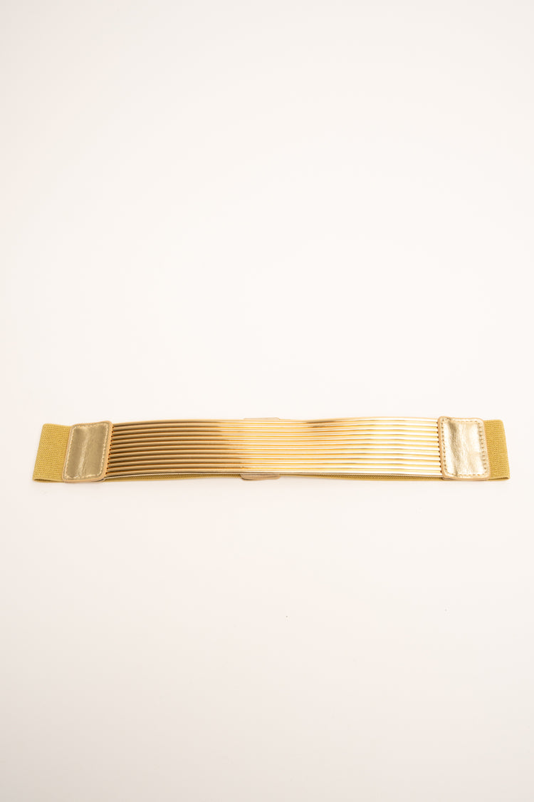 Cintura elasticizzata in similpelle laminata oro