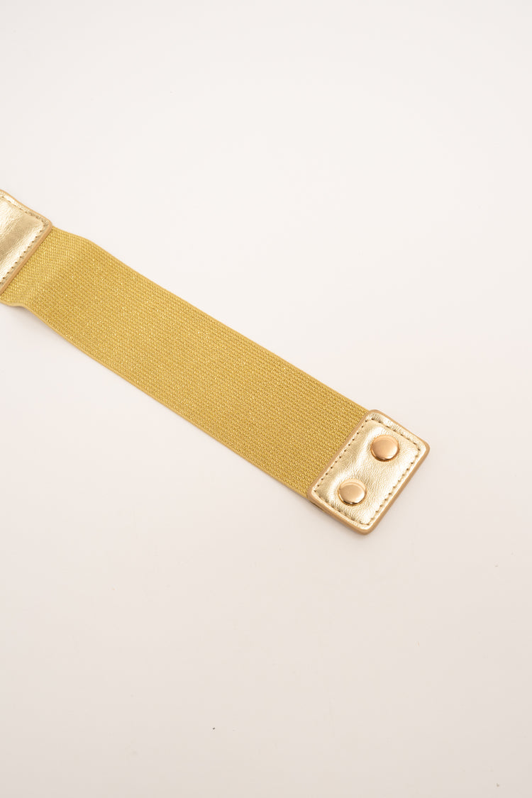 Cintura elasticizzata in similpelle laminata oro