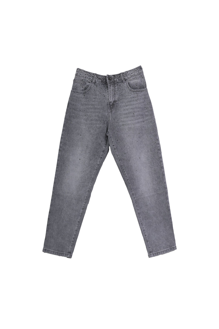 Jeans baggy con strass