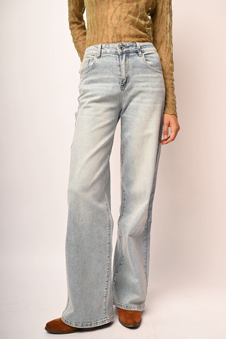 Jeans palazzo con glitter