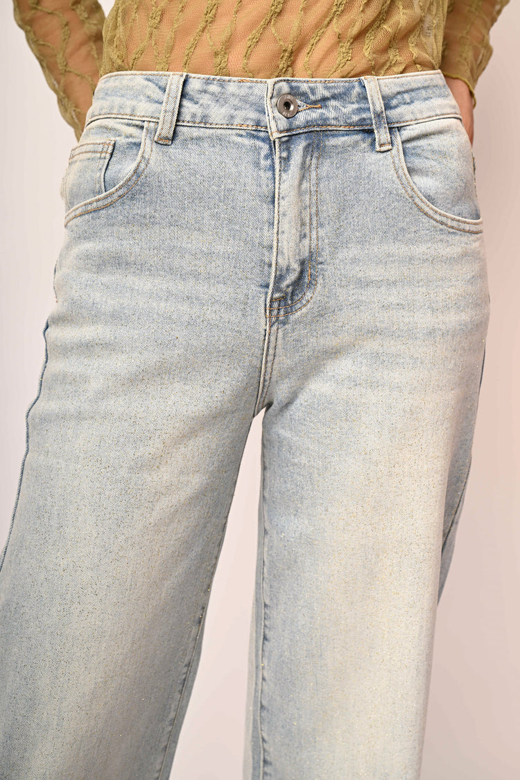 Jeans palazzo con glitter