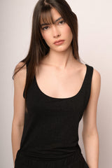 Canotta in maglia lurex nera