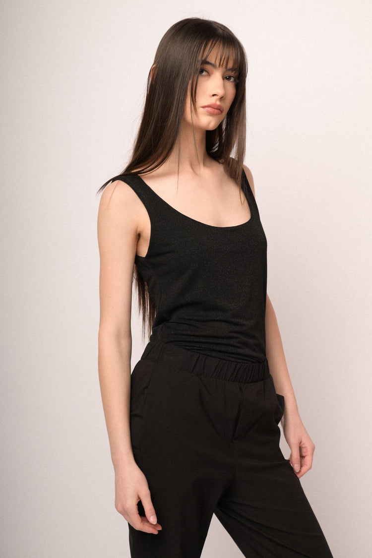 Canotta in maglia lurex nera