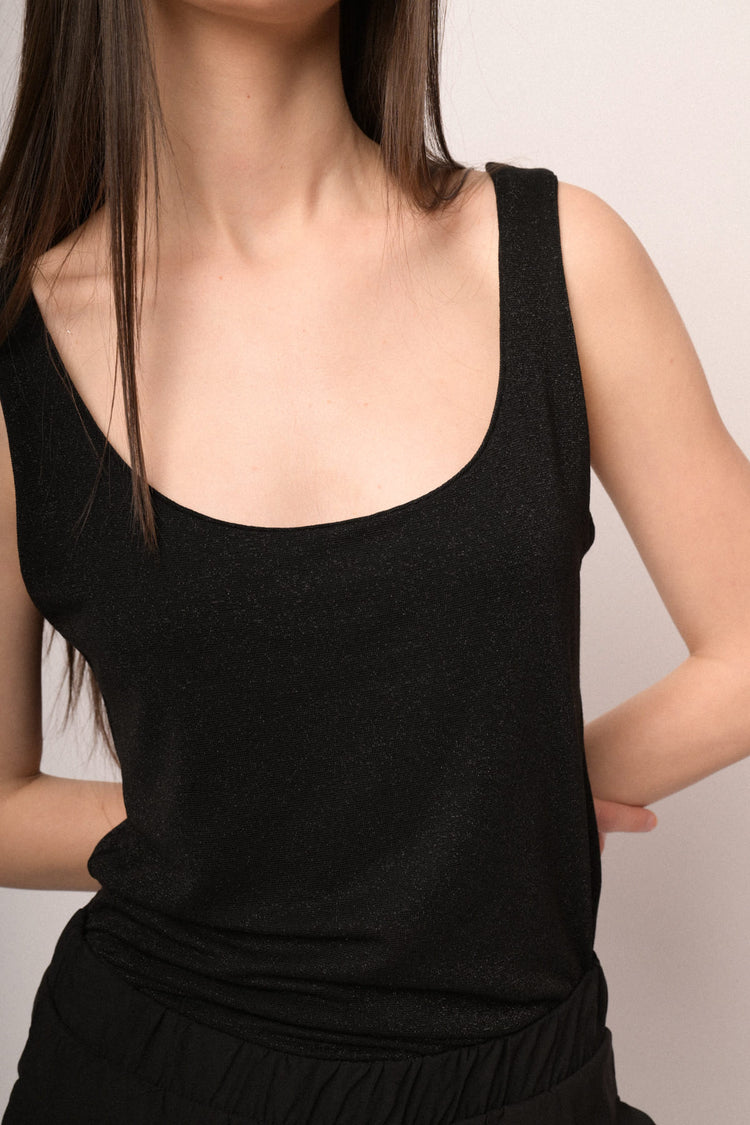 Canotta in maglia lurex nera