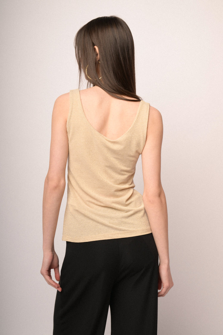 Canotta in maglia lurex giallo burro