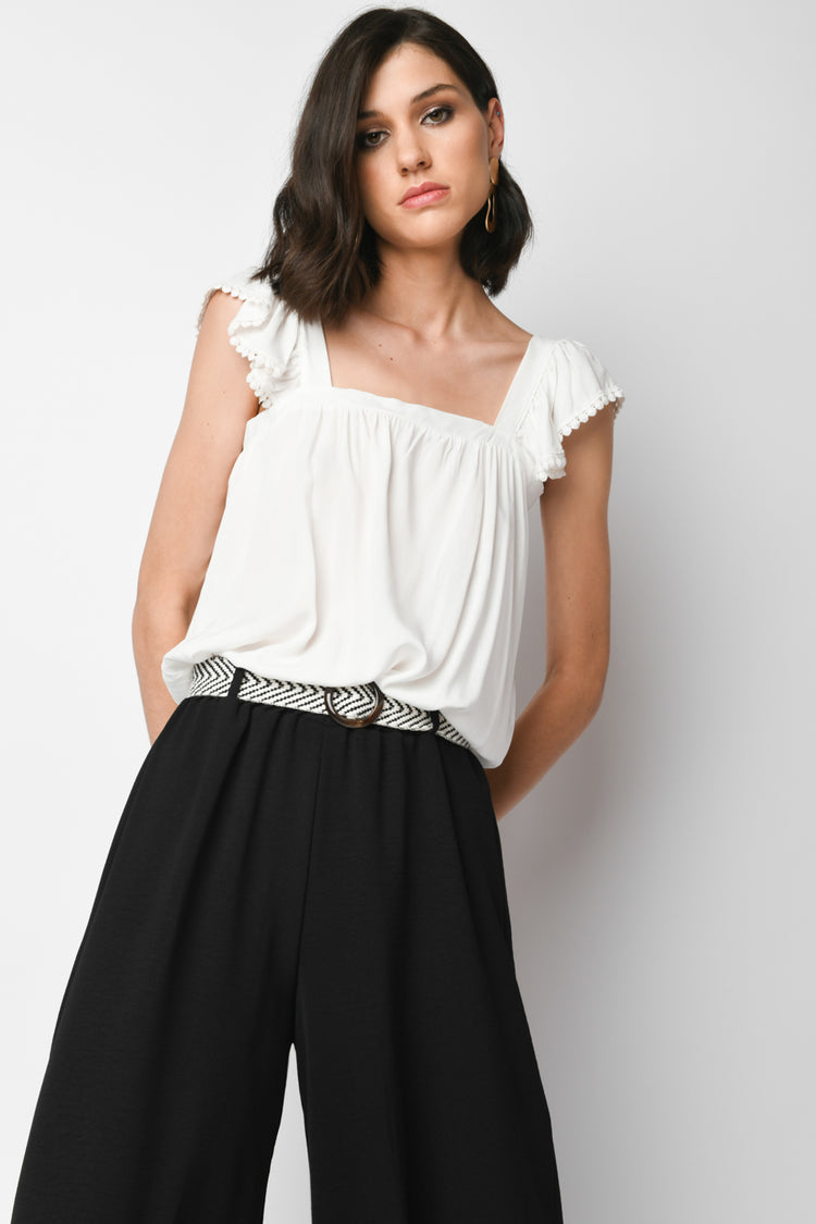 Top in viscosa con rouches