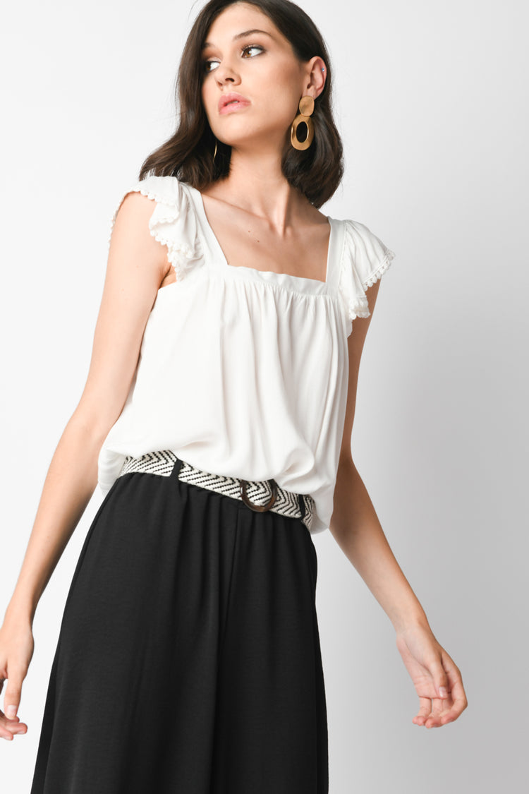 Top in viscosa con rouches