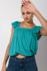 Top in viscosa con rouches