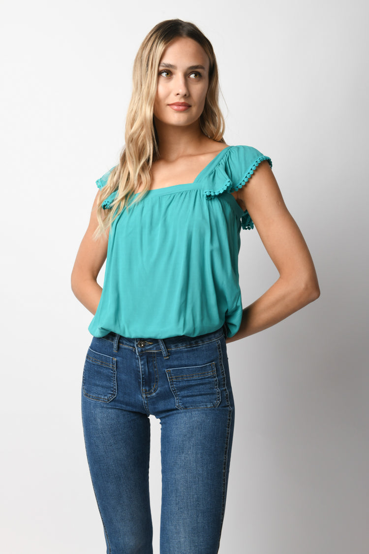 Top in viscosa con rouches