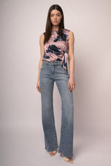 Jeans flared-leg con decorazione strass