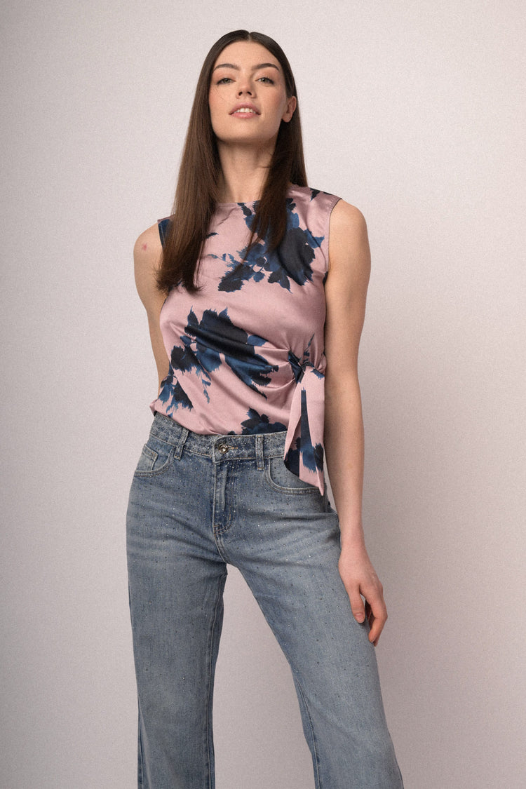 Jeans flared-leg con decorazione strass